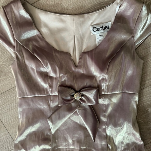 Cachet Babydoll Top Metallic Iridescent Women's Evening Party Bow Coquette - Picture 1 of 8